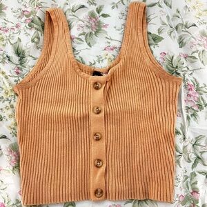 Ribbed Button-Down Tank Top